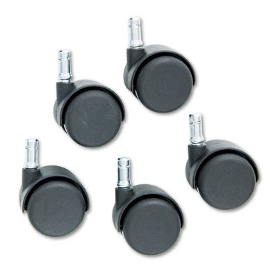 Master Caster 64234 Doublewheel Nylon Casters Flat Stem Matte Black Five per Set
