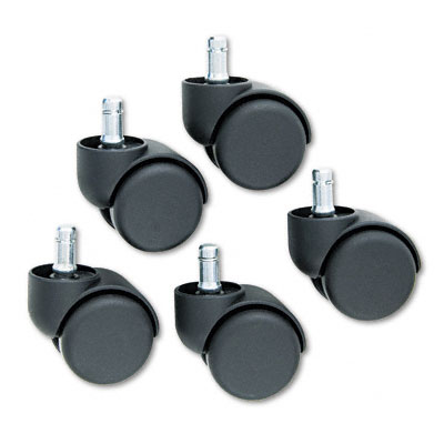 Master Caster 64235 Doublewheel Nylon Casters Flat Stem Matte Black Five per Set