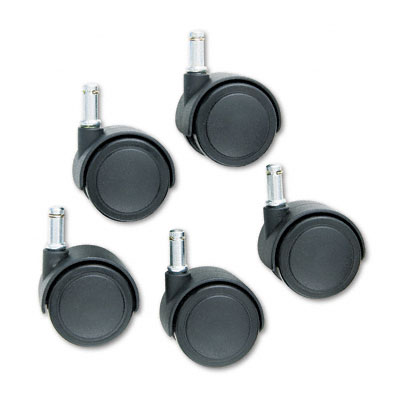 Master Caster 65534 Doublewheel Nylon Casters Round Stem Matte Black Five per Set