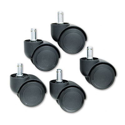 Master Caster 65535 Doublewheel Nylon Casters Round Stem Matte Black Five per Set