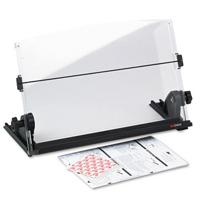 3M DH630 In-Line Adjustable Desktop Copyholder Plastic 150-Sheet Capacity Black/Clear
