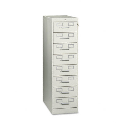 Tennsco CF846LGY 8-Drawer File Cabinet for 3 x 5 And 4 x 6 Card 15w x 52h Light Gray