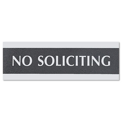 Us Stamp 4758 Century Series No Soliciting Sign 8w X 1/2d X 2h Black/silver