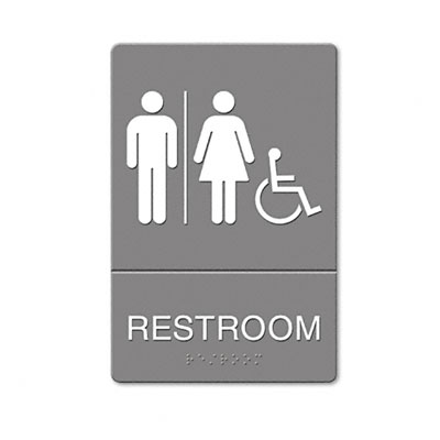 Us Stamp 4811 Ada Restroom Sign Wheelchair Accessible Tactile Symbol Molded Plastic 6 X 9