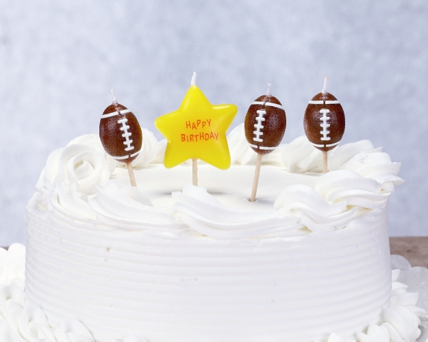 Birthday Cake 12 Candles. Set of 12 - 3 footballs and 1