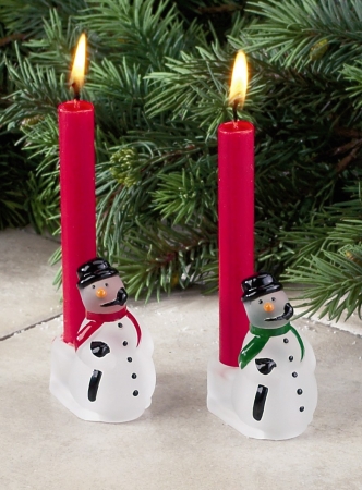 Biedermann Sons HJ777C Assorted Glass Snowman Candle Holders - Case of 12