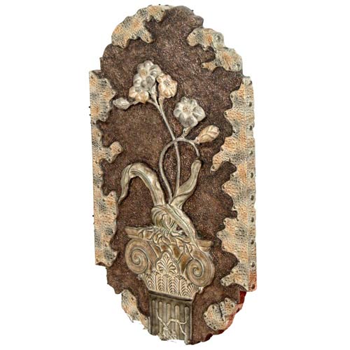 Ilw1062-1561 Hand Carved Bronze Flowers In Vase Wall Dtcor