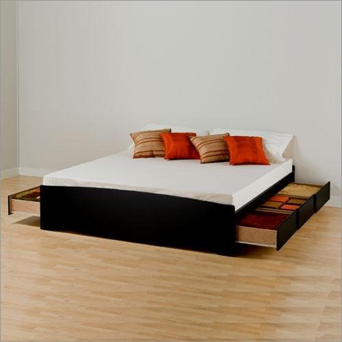Prepac BBK8400 Sonoma King Platform 6 Drawer Storage Bed Black