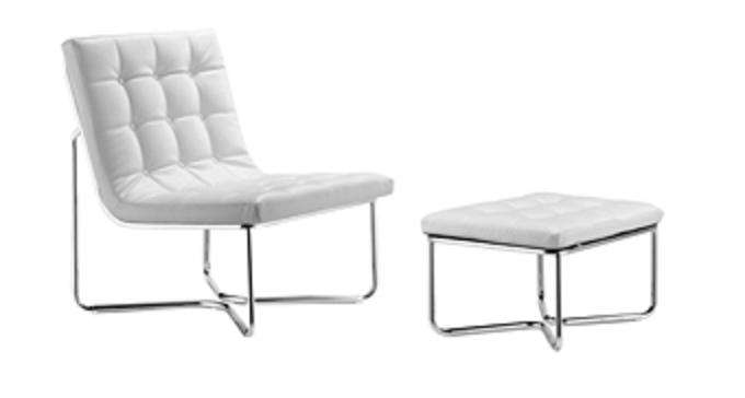 Zuo 501131 Waltz Lounge and Ottoman in White