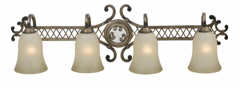 Vanity Lighting Kenroy 91464DS Lattice 4 Light Vanity- Desert Sand Finish KENR2148
