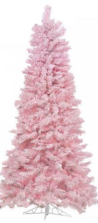 Autograph Foliages C-8693 - 4 Foot Pink Flocked Slim Pine Tree - Pink Lights
