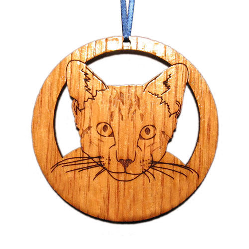 Cat002fn Laser-etched Tabby Cat Face Ornaments - Set Of 6