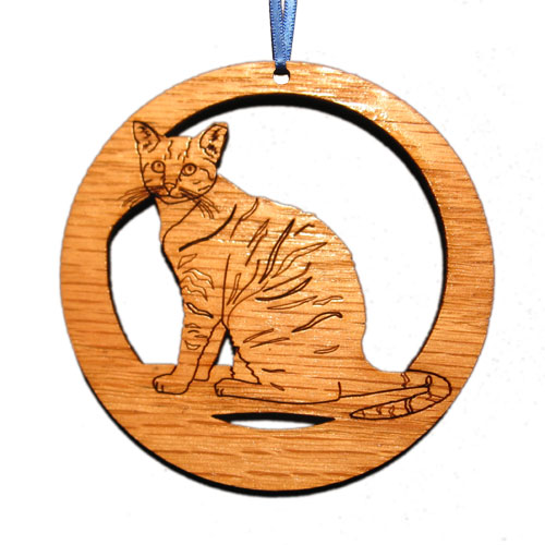 Cat002n Laser-etched Tabby Cat Ornaments - Set Of 6