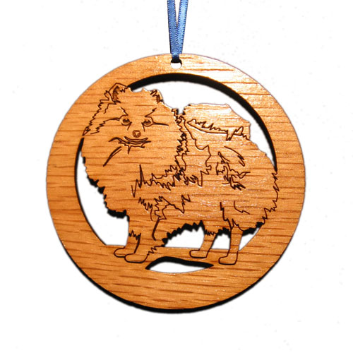 CAMIC designs DOG010N Laser-Etched Pomeranian Dog Ornaments - Set of 6