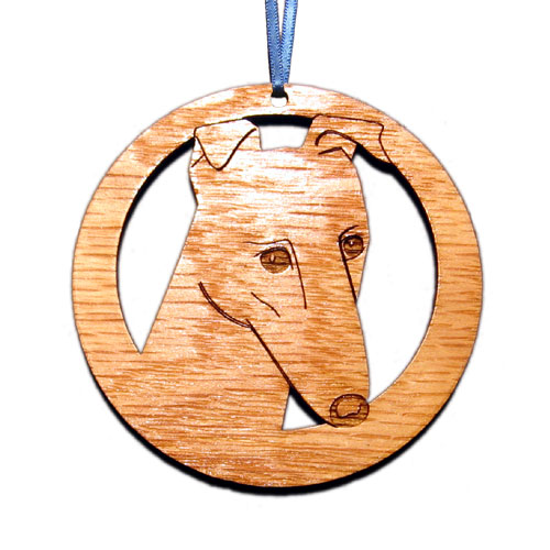CAMIC designs DOG014FN Laser-Etched Greyhound Face Dog Ornaments - Set of 6