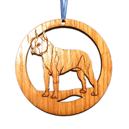 CAMIC designs DOG015N Laser-Etched Boston Terrier Dog Ornaments - Set of 6