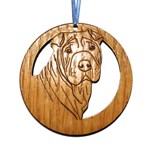 CAMIC designs DOG022N Laser-Etched Shar-Pei Dog Ornaments - Set of 6