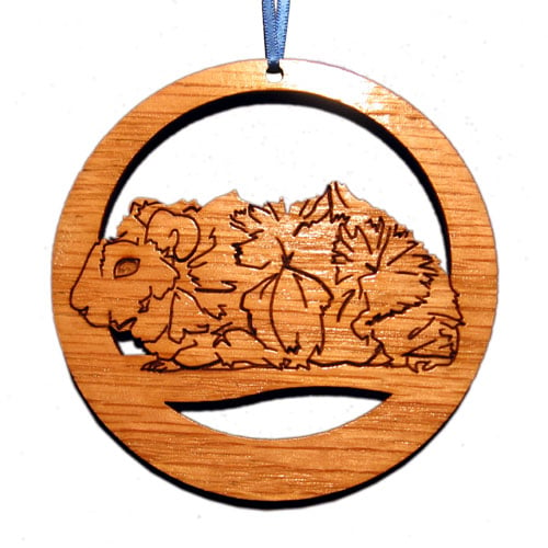 Sma003n Laser-etched Abyssinian Guinea Pig Ornaments - Set Of 6