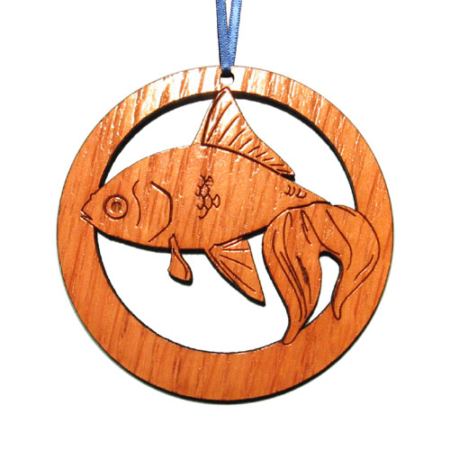 Wc001n Laser-etched Goldfish Ornaments - Set Of 6