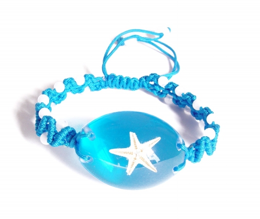 Ed Speldy East OLW101 Real Bug Bracelet-Starfish-Oval Shape-Clear Blue pack of 4