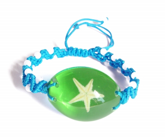 Ed Speldy East OLW103 Real Bug Bracelet-Starfish-Oval Shape-Green pack of 4
