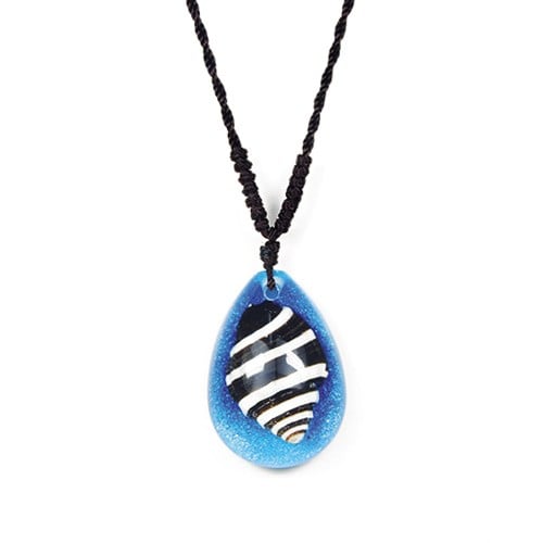 Ed Speldy East OP201 Real Bug Necklace-Shell-Black with white stripes-Tear Drop Shape-Clear Blue pack of 4