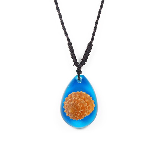 Ed Speldy East OP203 Real Bug Necklace-Shell-Tear Drop Shape-Clear Blue pack of 4