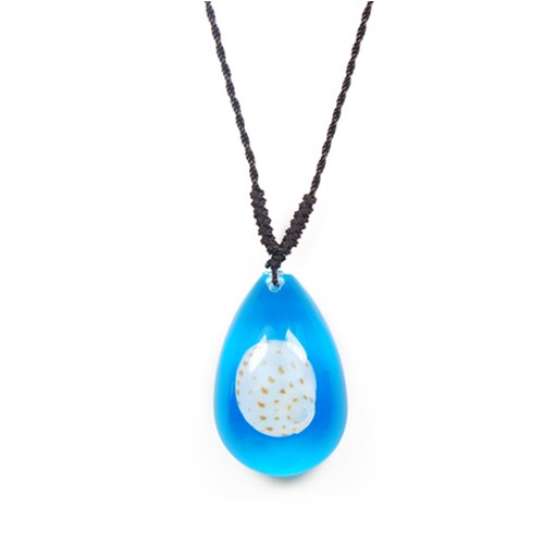 Ed Speldy East OP204 Real Bug Necklace-Shell-Small Red Dots-Tear Drop Shape-Clear Blue pack of 4