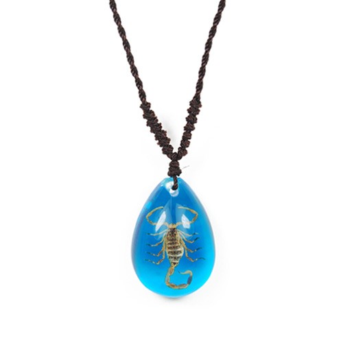 Ed Speldy East SP102 Real Bug Necklace-Scorpion-Small-Water Drop Shape-Clear Blue pack of 4