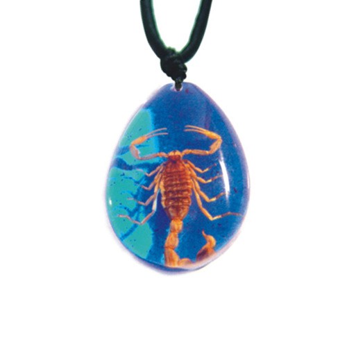 Ed Speldy East SP201 Real Bug Necklace-Scorpion-Large-Water Drop Shape-Clear Blue pack of 3