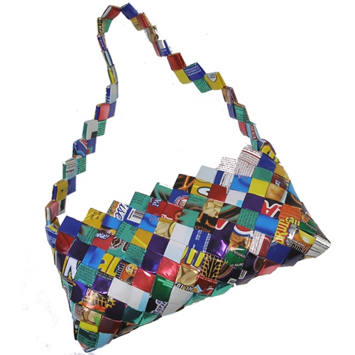 Global Crafts MRPPENW535006 Recycled Foil Wrapper Clutch Bag with Wrapper Strap