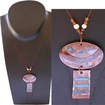 Global Crafts CJCNPG01-203001 Two Piece Copper Pendant on Copper Cord- Chile