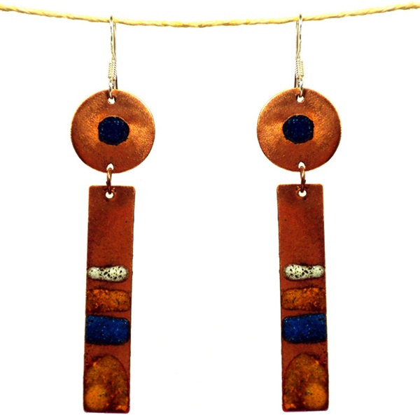 Global Crafts CJCEPG02224001 Two Piece Copper Earrings with Enamel Chile