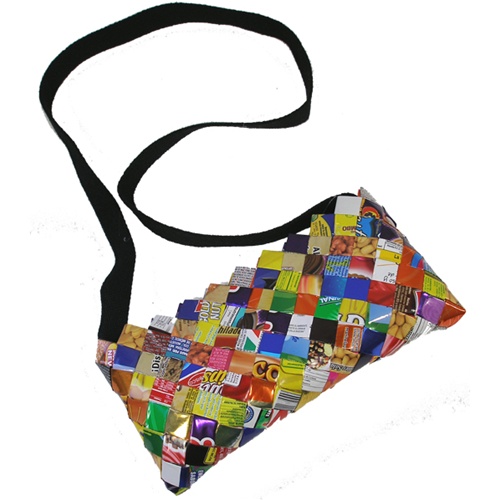 Global Crafts MRPPENL535007 Foil Wrapper Clutch Bag with Long Dark Fabric Strap
