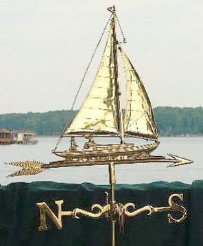 Mayer Mill Brass - WVBP-L - Sail Boat With People Weather Vane