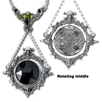 Alchemy Gothic P488 The Obsidian Mirror Pendant