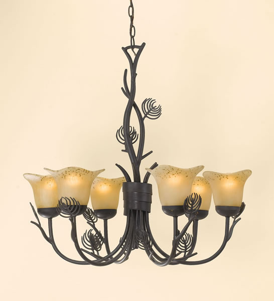 AF Lighting 66446H Alpine Antique Bronze and Amber Art Glass