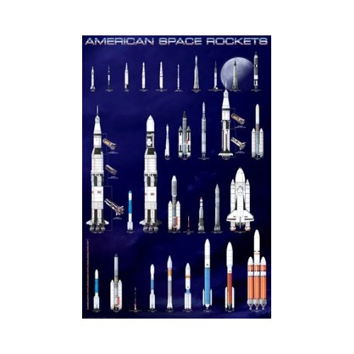 Safari 20167 American Space Rockets Poster - Pack Of 3