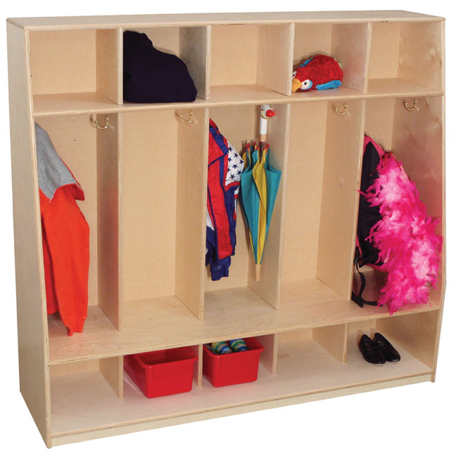 51080 - Tip-me-not 5 Section Seat Lockers With Hardboard Back