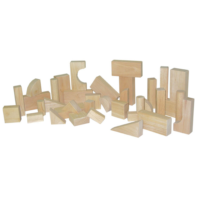 Hard Maple Blocks - Toddler Set With 13 Shapes And 36 Pieces