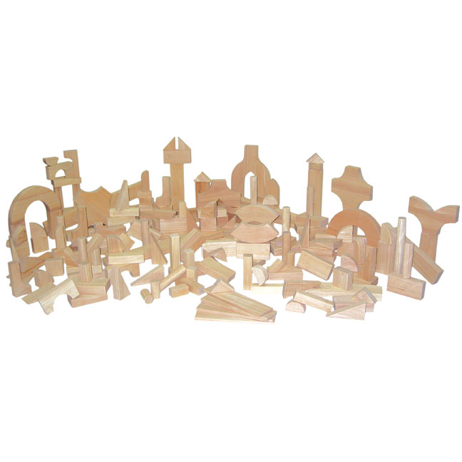 Hard Maple Blocks - Kindergarten Set With 24 Shapes And 183 Pieces