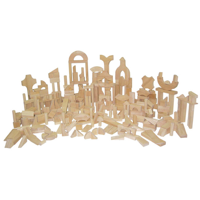 Hard Maple Blocks - Classroom Set With 24 Shapes And 372 Pieces
