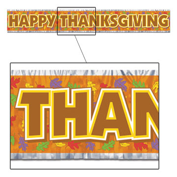 Beistle - 90880 - Metallic Happy Thanksgiving Fringe Banner