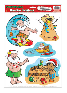 Beistle - 22140 - Hawaiian Christmas Peel N Place- Pack of 12