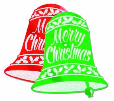 Beistle - 22963 - Glittered Christmas Bell Signs- Pack of 12