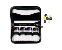 544004-1 Leather 4 Vial Pill Case - Black