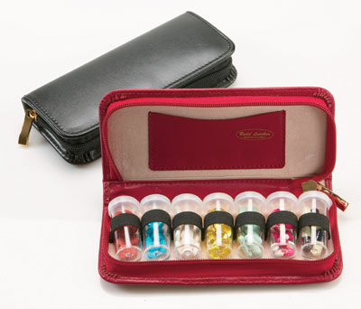 Leather 7 Vial Pill Case - Black