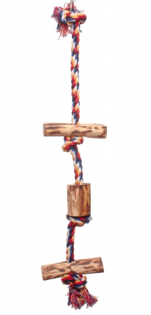 Parrotopia CRM Climbing Rope with wood Medium.75 Inch x 28 Inch