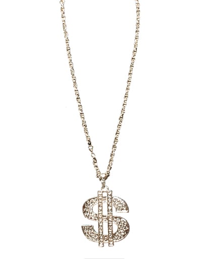 3706s Silver Novelty Dollar Sign Necklace