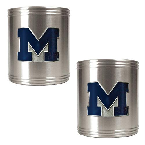 Great American Products Michigan Wolverines NCAA 2pc Stainless Can Holder Set